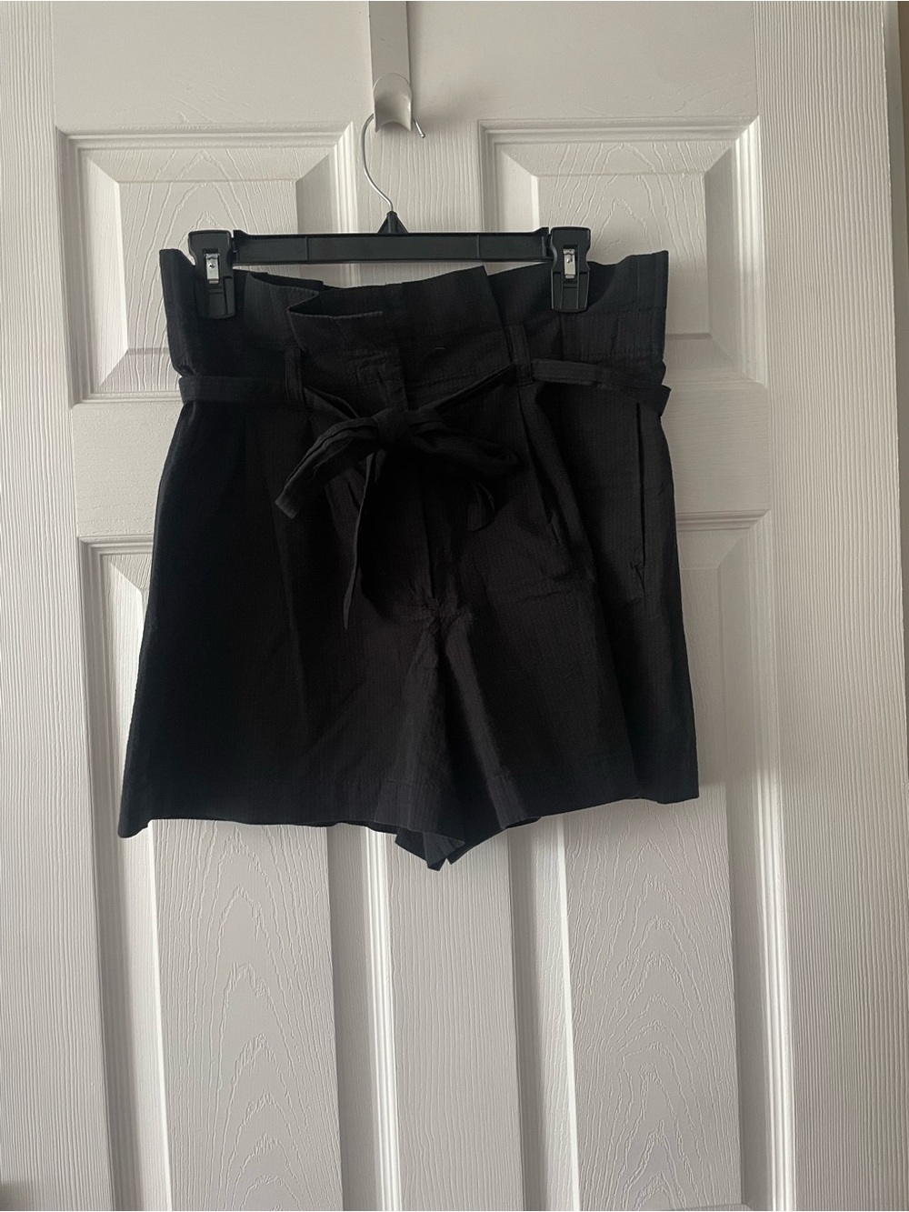 J. Crew Black High-Waist Paperbag Tie Shorts